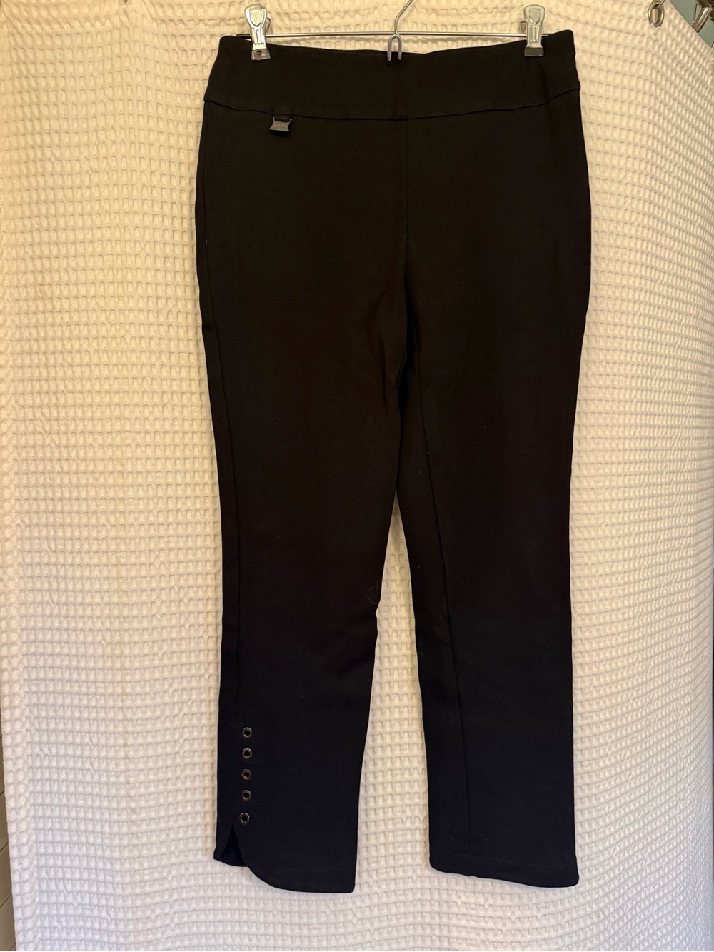 Joseph Ribkoff Black Straight Leg Pull-On Pants with Snap Detail